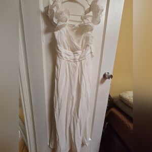 ALTAR'D STATE Elegant White Ruffled Jumpsuit